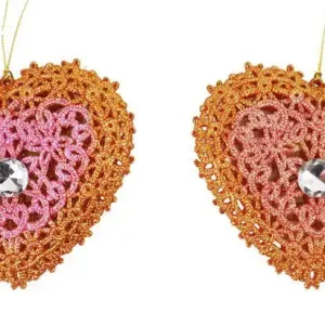 Voordeelprijs 3.7 inch Heart Orna X 2. 5x5x10 cm kerstornament