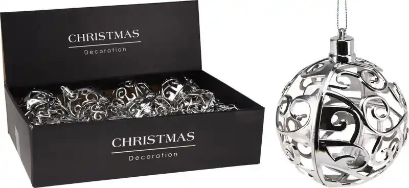 Superprijs Kerstbal 100mm zilver kerstversiering