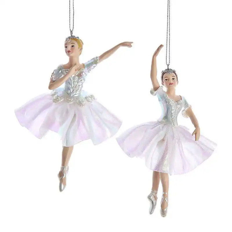 6.5 inch Resin Opalescent Ballerina Orn 2/Asstd 5,715x5,08x16,51 cm kerstornament Hoge Kwaliteit