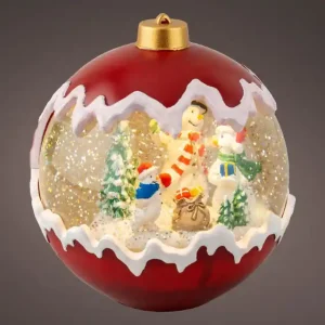 LED waterspinner d15h16.3 cm rood/wwt kerst Direct Beschikbaar