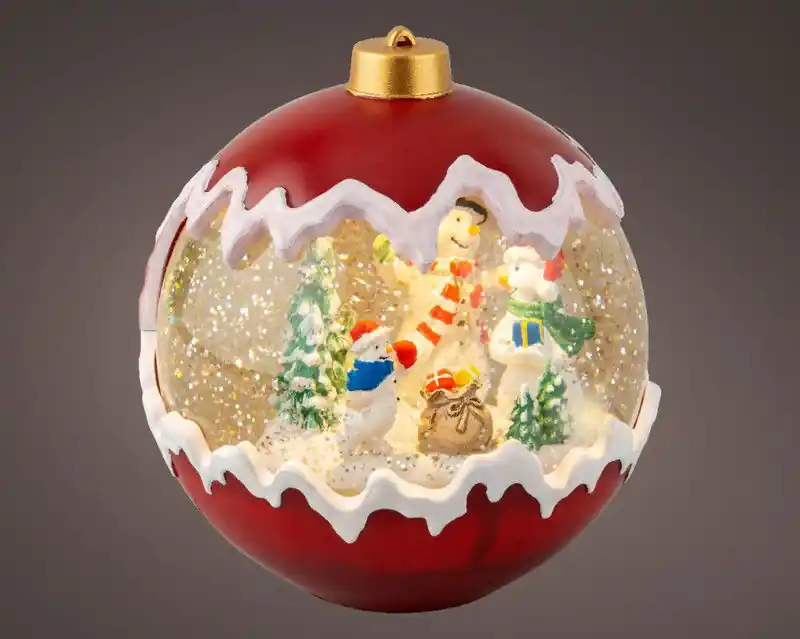 LED waterspinner d15h16.3 cm rood/wwt kerst Direct Beschikbaar