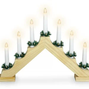 2 stuks - Kaarsenbrug hout 7 led naturel Aanbieding