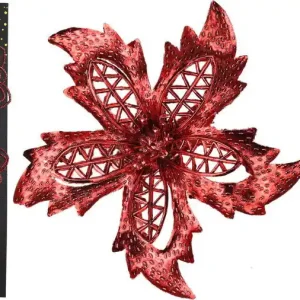 Bloem clip 12 cm set3 rood 4ass kerstversiering Favoriet