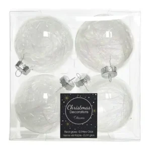 3 stuks - Bal glas d7 cm lametta transparant 4st Merkproduct