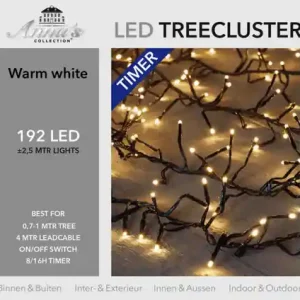 0,7-1 meter treecluster 2,5 meter / 192 LED classic warm met timer Authentiek