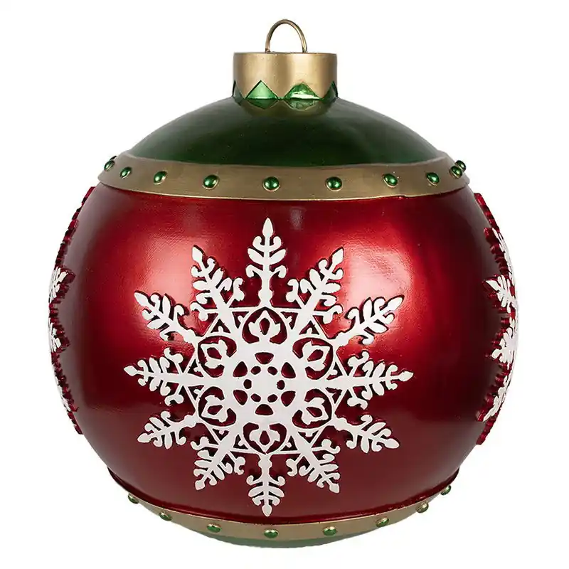 Superprijs Clayre & Eef Grote Kerstbal Kerst Decoratie Ø 39x44 cm Rood Kunststof