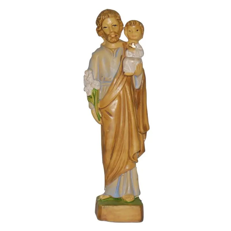 Uitverkoop Jozef beeldje - met Jezus op zijn arm - 10 cm - polystone - Kerstbeeldjes