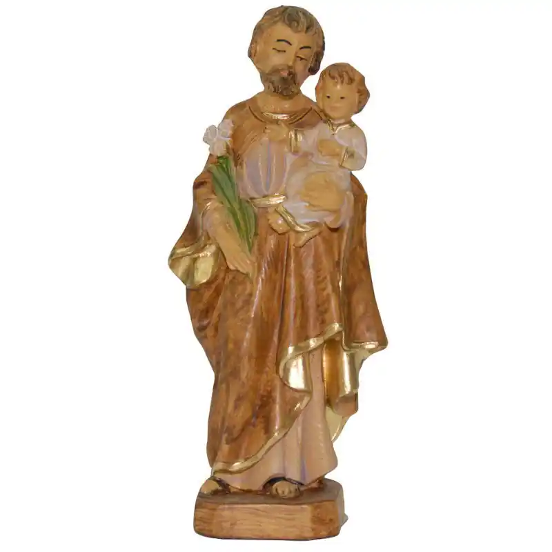 Hete Deal Jozef beeldje - met Jezus op zijn arm - 12 cm - polystone - Kerstbeeldjes