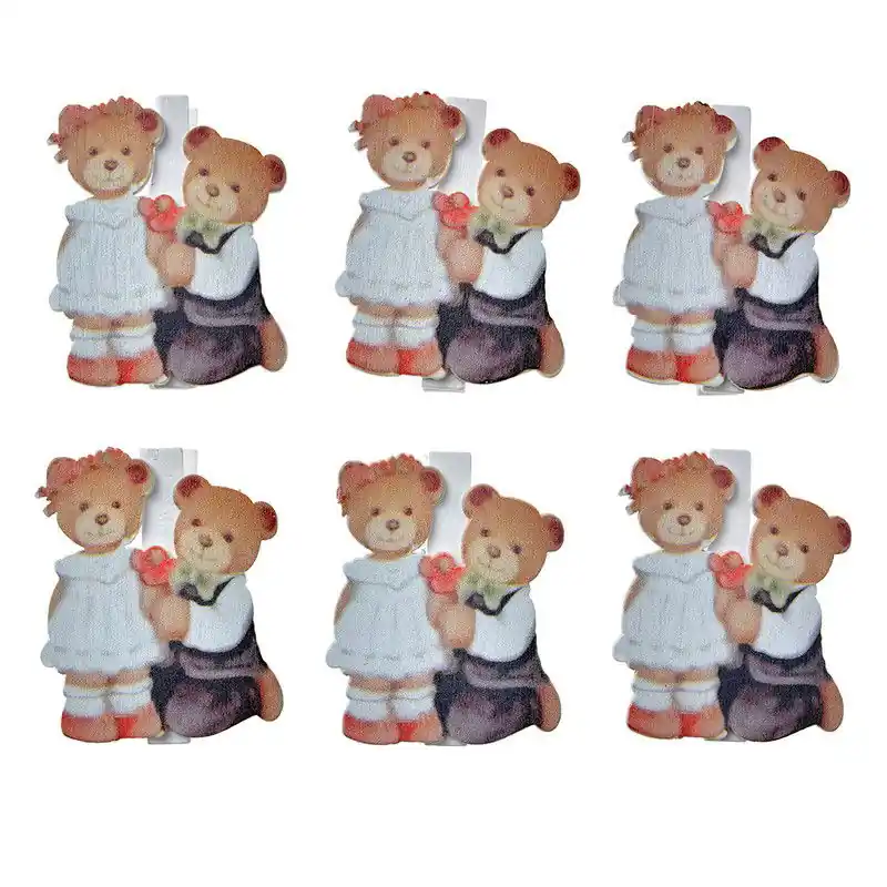Superprijs Clayre & Eef Decoratieve Knijpers 4x1x5 cm Bruin Hout Beer