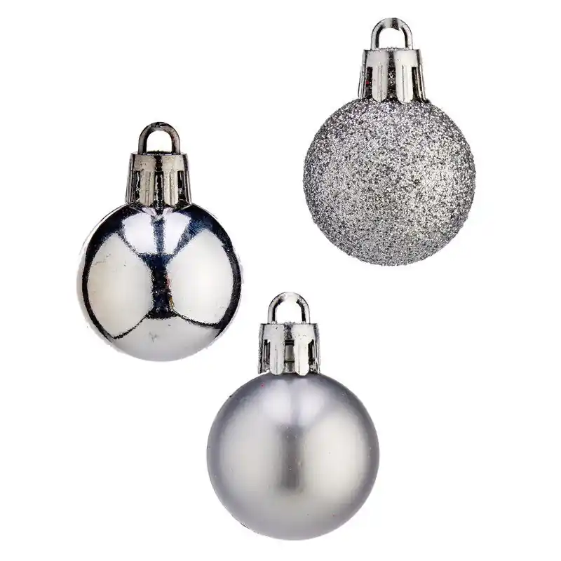 Handgemaakt Arte R mini kerstballen - 20x stuks - zilver - kunststof - 3 cm - Kerstbal