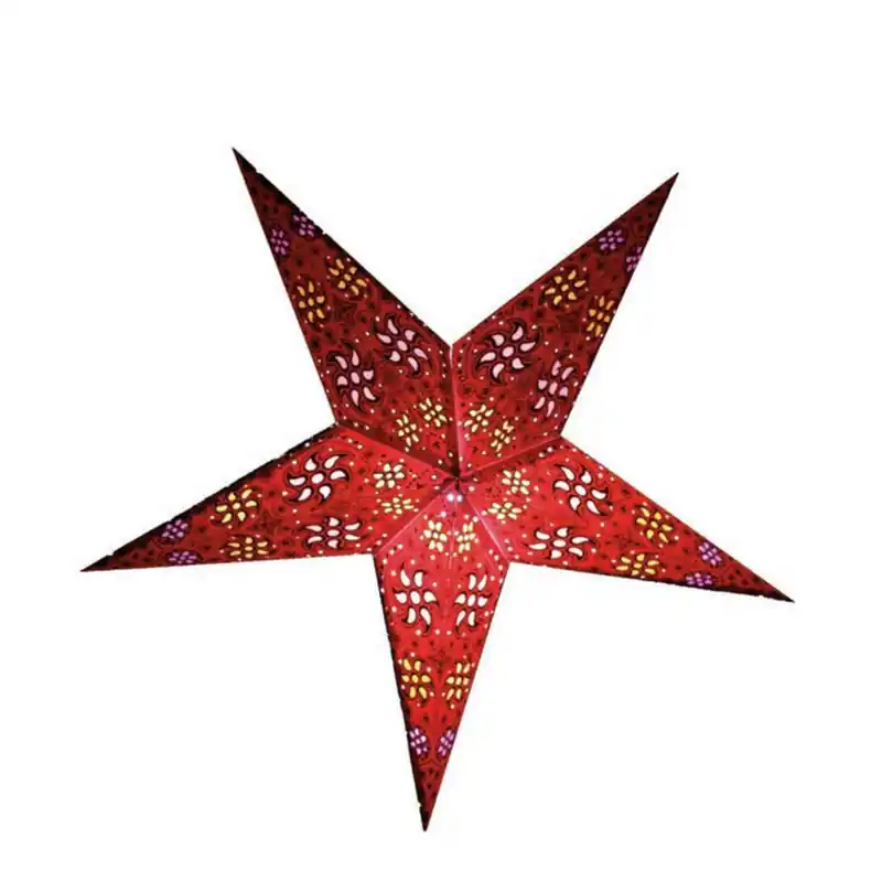 Decoratie kerstster - rood - 60 cm - papier - 5 punten - hangend - Kerststerren In De Mode