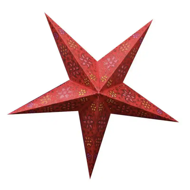 Decoratie kerstster - rood - 40 cm - papier - 5 punten - hangend - Kerststerren Bestseller