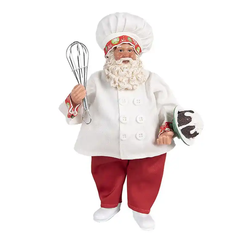 Aanbieding Clayre & Eef Kerstdecoratie Beeld Kerstman 27 cm Wit Rood Textiel