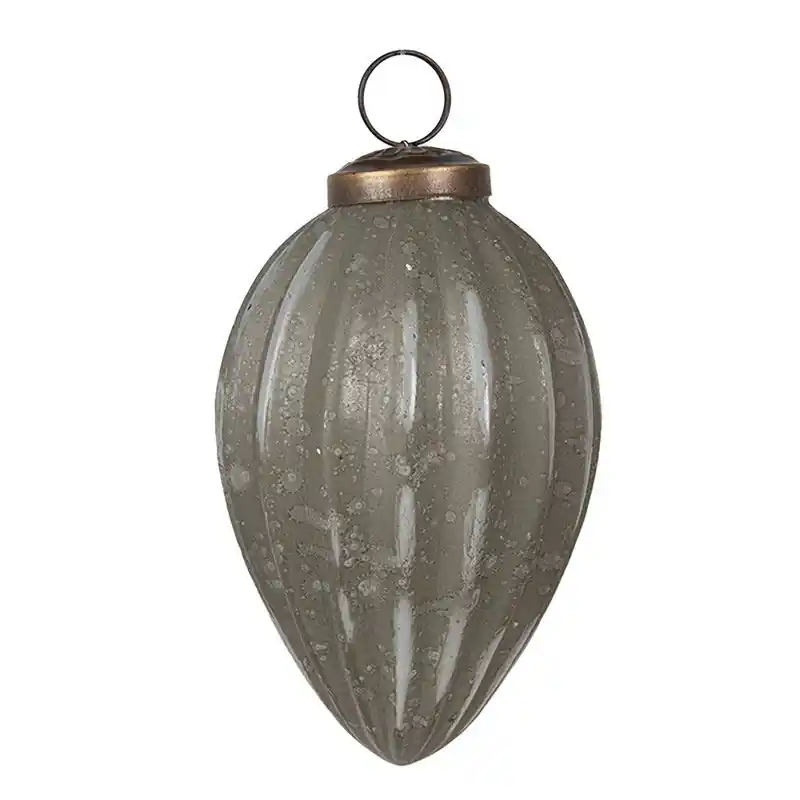 Seizoensaanbieding Clayre & Eef Kerstbal Ø 7x11 cm Grijs Glas