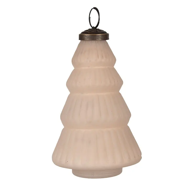Snelle Levering Clayre & Eef Kerstbal Ø 7x13 cm Beige Glas