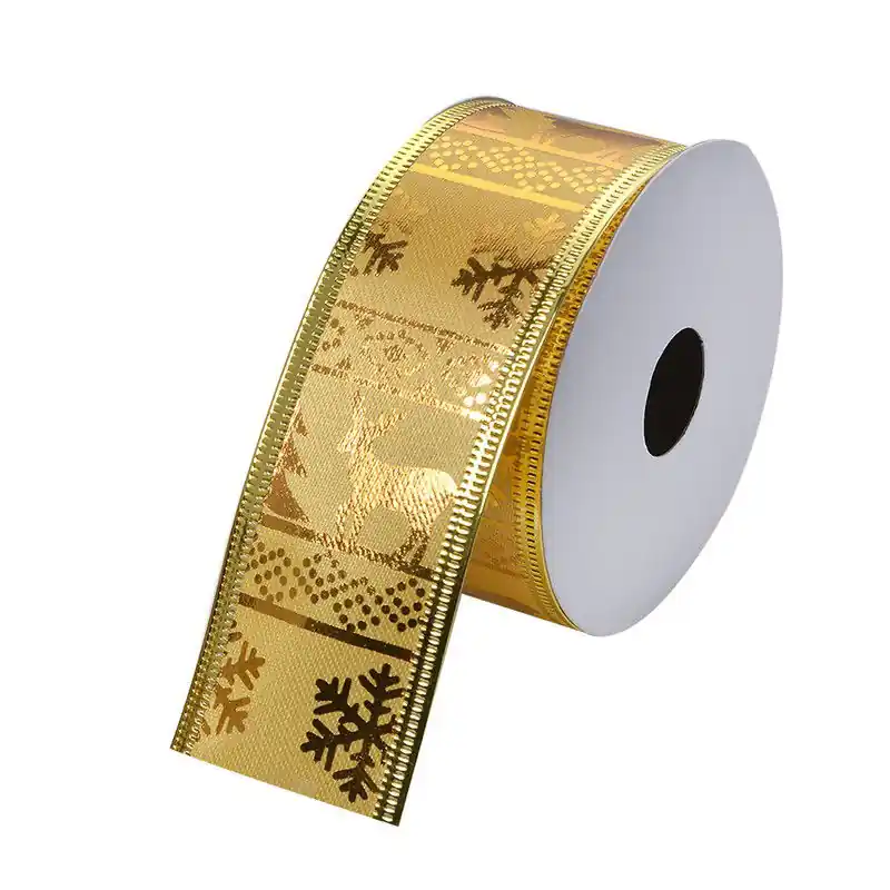 Weekendaanbieding Clayre & Eef Kerstlint 38 mm Goudkleurig Synthetisch