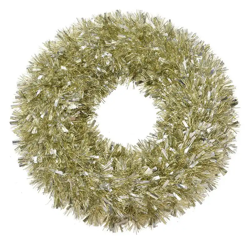 Snelle Levering Clayre & Eef Kerstkrans Ø 45 cm Goudkleurig Kunststof