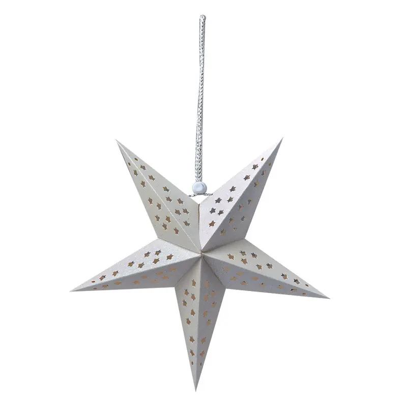 Speciale Aanbieding Clayre & Eef Hangende ster 30x10x30 cm Wit Papier