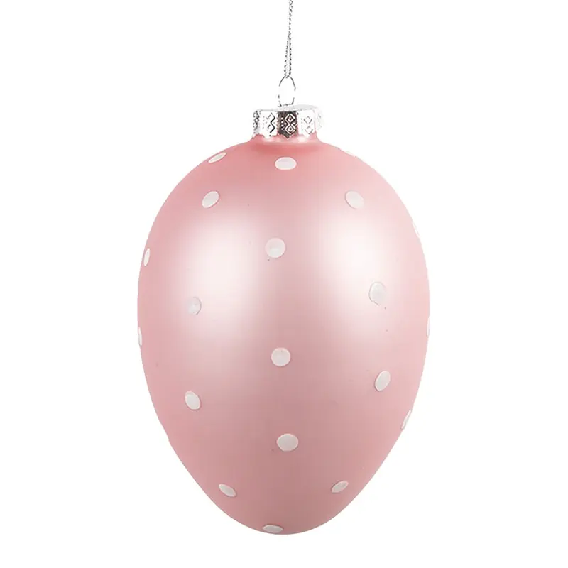 Weekendaanbieding Clayre & Eef Paashanger Ei Ø 10x16 cm Roze Glas
