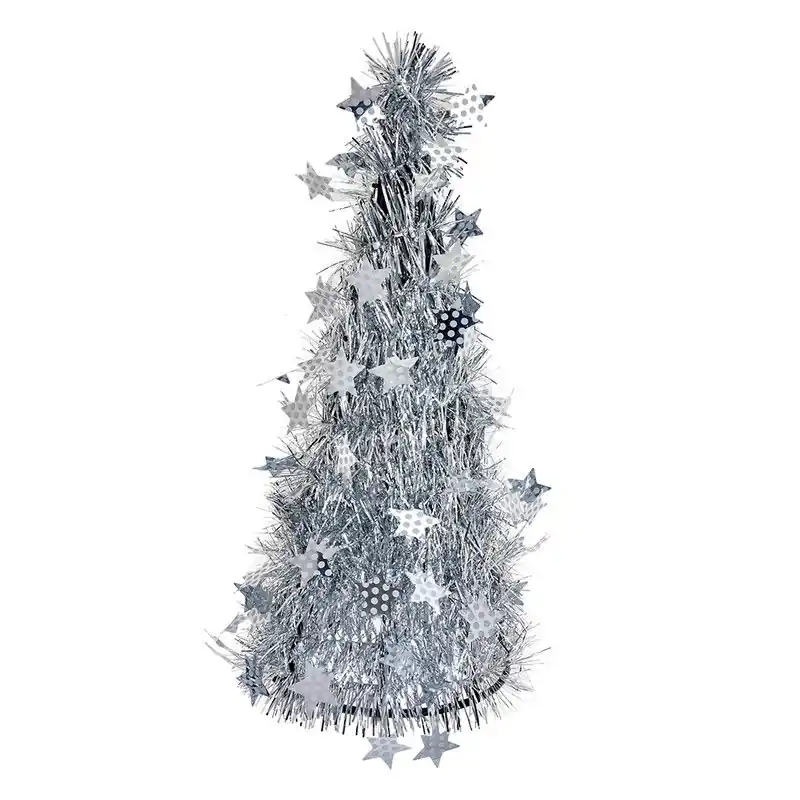 Uitverkoop Clayre & Eef Kerstdecoratie Kerstbomen Ø 17x38 cm Zilverkleurig Kunststof