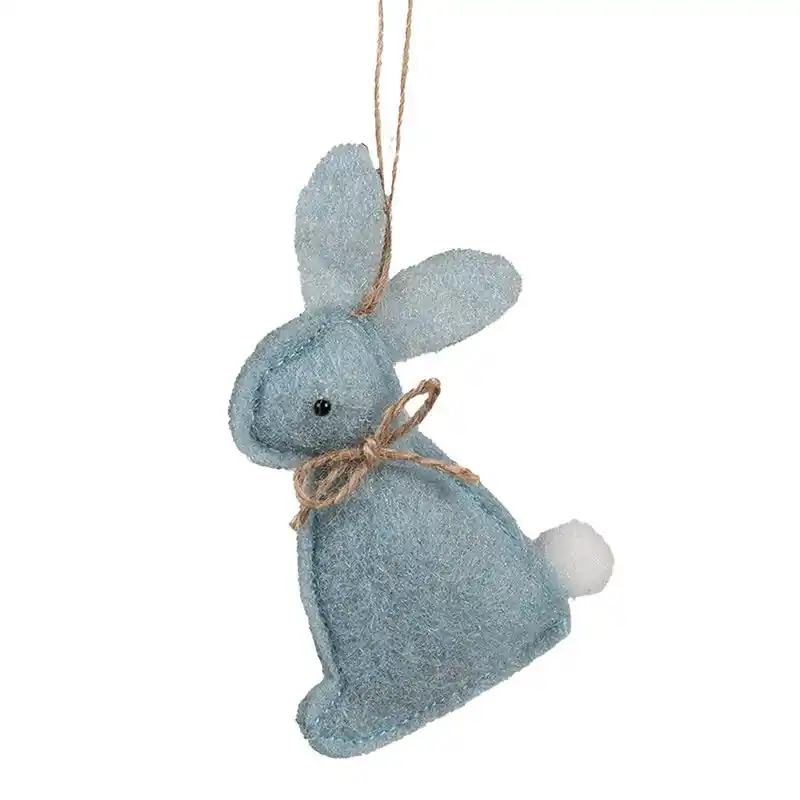 Tijdelijk Beschikbaar Clayre & Eef Paashanger Konijn 10 cm Blauw Katoen