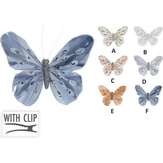 Vlinder op clip 11cm set2 3ass Gratis Retour