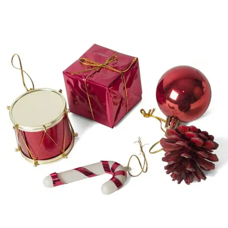 Kerststukje versiering kersthangers - 20x - rood - kunststof 5cm - Kerststukjes Goedkoop