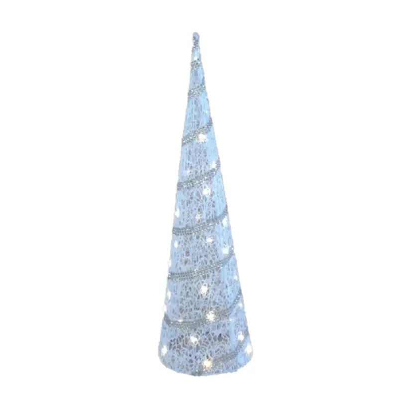 Seizoensaanbieding LED piramide kerstboom - H59 cm - wit - kunststof - kerstverlichting - kerstverlichting figuur
