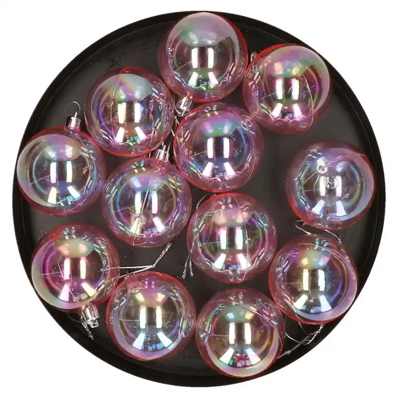 Betrouwbaar Kerstballen - 12x st - 6 cm - kunststof - transparant parelmoer - Kerstbal
