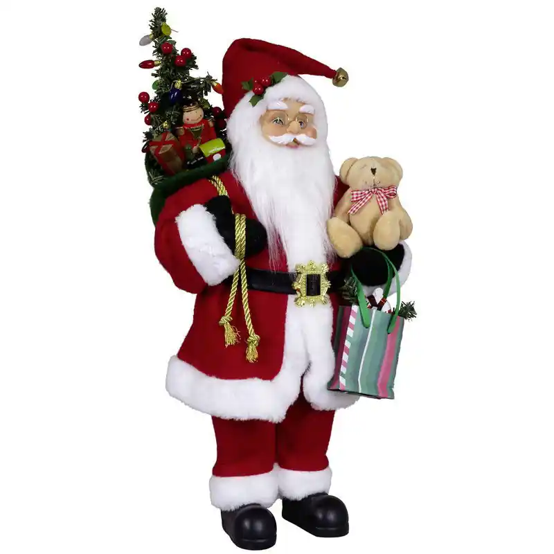Kerstman beeld - H45 cm - rood - staand - kerstpop - Kerstman pop Betrouwbaar