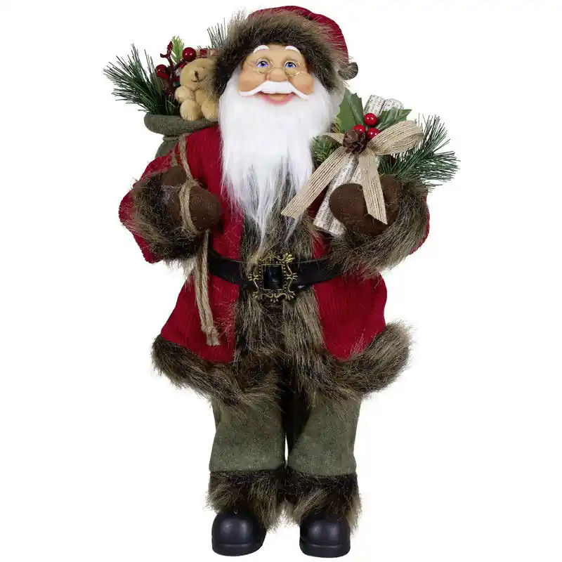 Rechtstreeks Van De Fabrikant Kerstman beeld - H45 cm - rood - staand - kerstpop - Kerstman pop