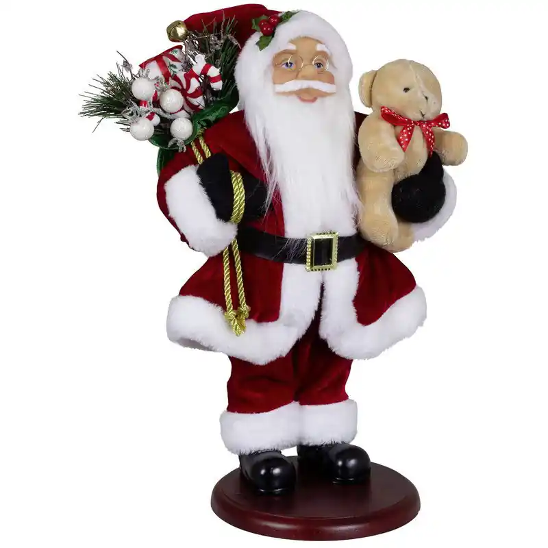 Koop Online Kerstman beeld - H45 cm - rood - staand - op sokkel - kerstpop - Kerstman pop