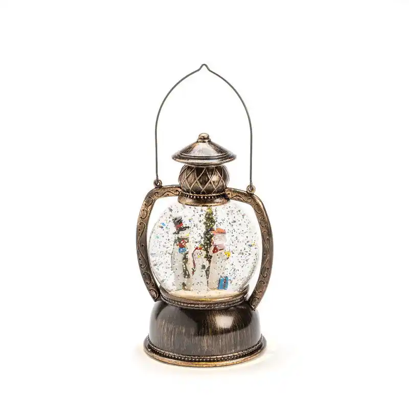 LED Sneeuwlantaarn rond klassiek met sneeuwpoppen Speciale Aanbieding