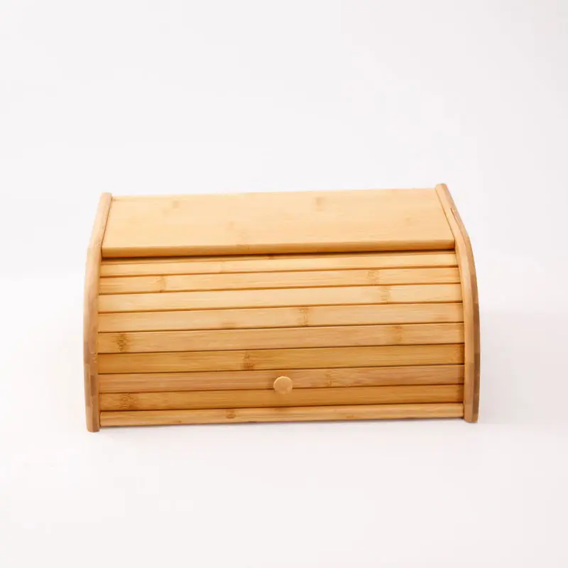 Decopatent® Broodtrommel met rolluik - Bamboe houten brooddoos met Schuifdeksel - Broodtrommel - Brood bewaren en vers houden Express Levering