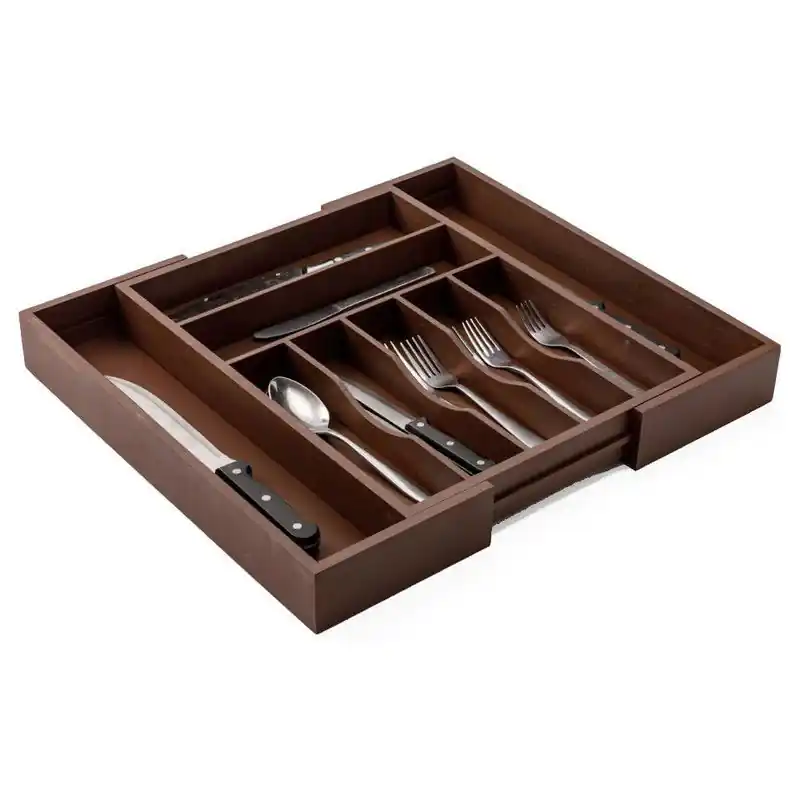 Decopatent® Uitschuifbaar bestekbak - Besteklade - 7 Vaks -> Uitschuifbaar naar 9 Vakken - Bestekbakken organizer - Bamboe - Bruin Dagaanbieding