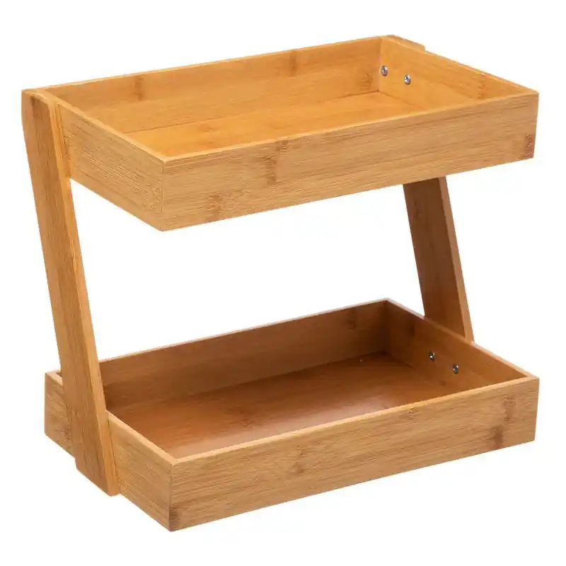 Meest Verkocht Decopatent® 2 Laags Keuken Opbergrek - Staand rek 2 etages - Keukenrek - Bamboe Hout - Etagere rek - Kruidenrek - Keuken Organizer