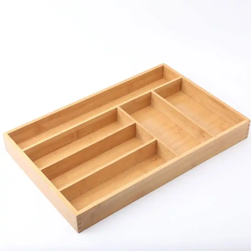 Decopatent® Bamboe bestekbak 6 Vaks voor keukenla - Bestek organizer van hoogwaardig bamboe hout - Bestekcassette - 46 x 30 x 5 cm Laatste Kans