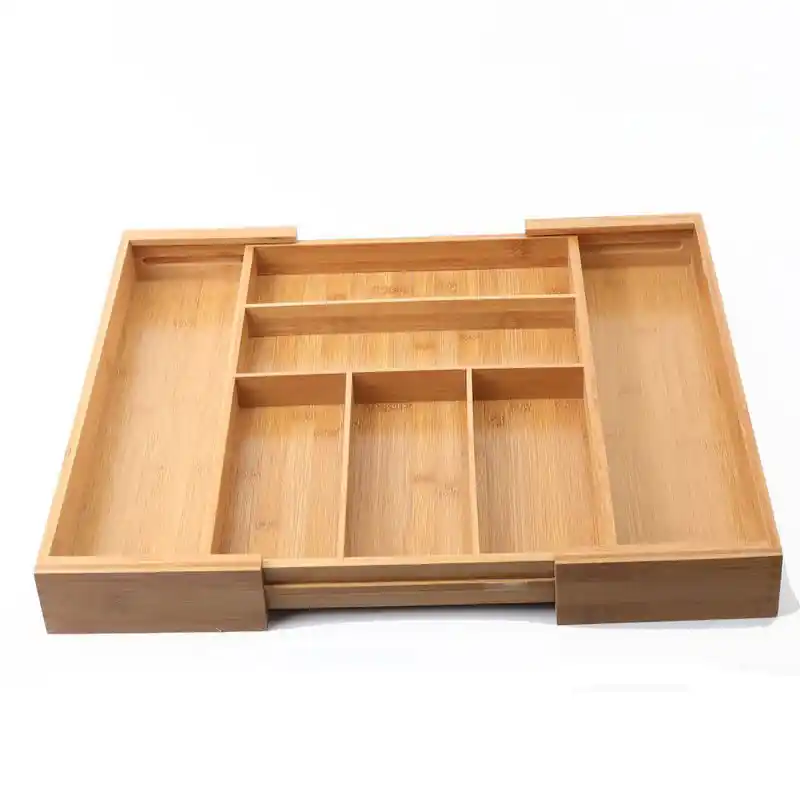 Korting Decopatent® Bestekbak 5 Vaks -> Uitschuifbaar naar 7 Vaks - Keukenla Bestek organizer Bamboe - Bestekcassette 33-55 x 45.5 x 6.5cm