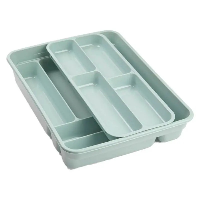 Nieuw Model Plasticforte Bestekbak - mintgroen - 10-vaks - 2 lagen - besteklade - Bestekbakken