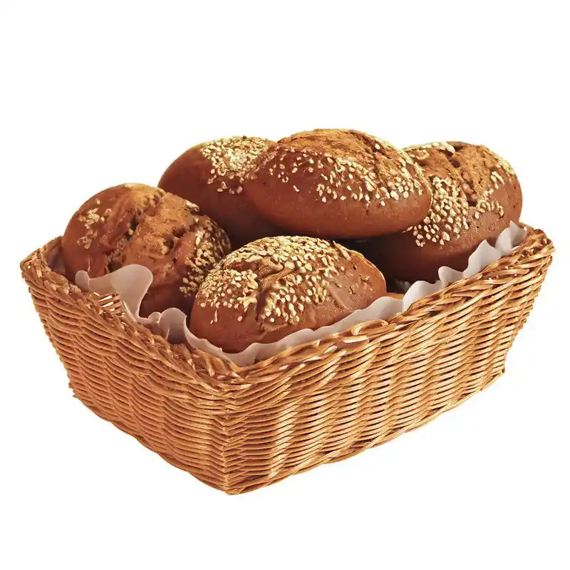 Populair Kesper Brood/fruit mandje - gevlochten kunststof - lichtbruin - rechthoek - L28 x B20 x H11 cm - broodmandjes - broodmand