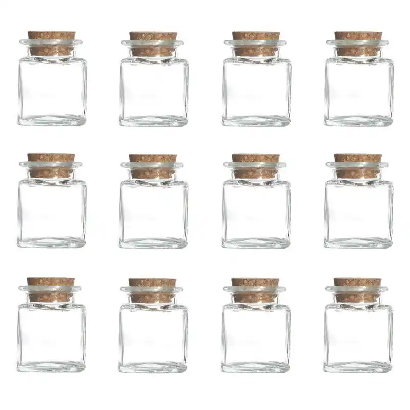 12x Stuks voorraadpotjes/bewaarpotjes 50 ml glas met kurken stop - Voorraadpot Plaats Bestelling