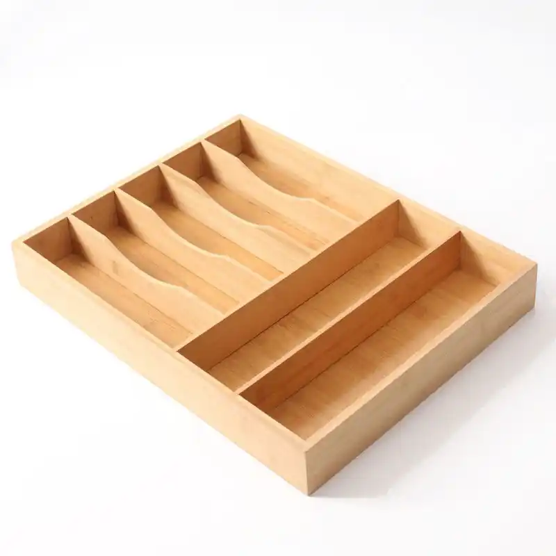 Decopatent® Bestekbak voor keukenla met 7 Vakken - Bestek organizer - Bestekla - Hoogwaardig Bamboe Hout - Bestekcassette 43x33x5.8 Cm. Rechtstreeks Van De Fabrikant