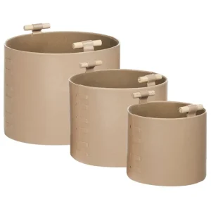 Beste Prijs ARAM - Opbergmanden set van 3 - Beige - Kunstleer