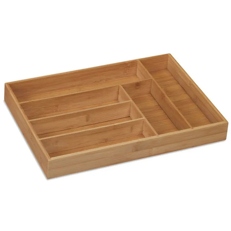 Betrouwbaar Decopatent® Bamboe 6 Vaks Bestekbak voor in keukenla - Bestek organizer bamboe hout – Bestekcassette - Afm 44.5 x 30.5 x 6 Cm.