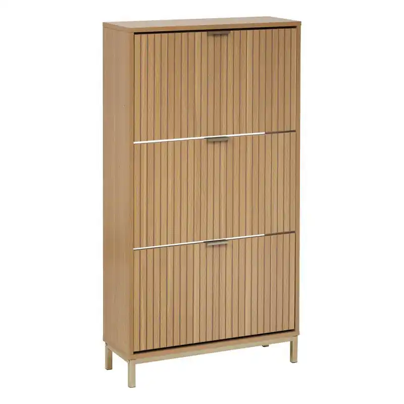 Seizoensaanbieding Schoenenkast Tasso 3 lades 24x63x131 cm - voor 18 paar - Bruin