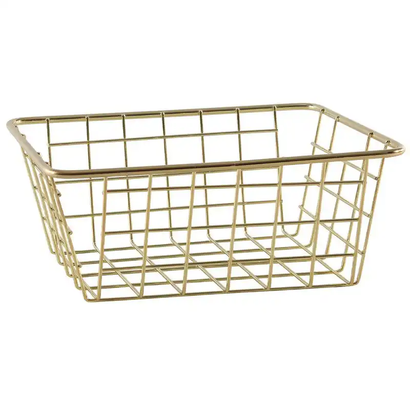 Lage Kosten Svenska Living Draadmand - goudkleurig - 20 x 15 x 8 cm - opbergmand - Opbergmanden