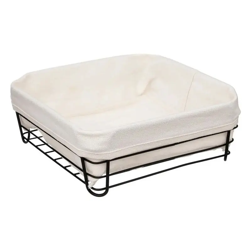 5Five - Broodmand Bistro - metaal/stof - zwart/creme wit - 25 x 10 cm - broodmand Bulkbestelling