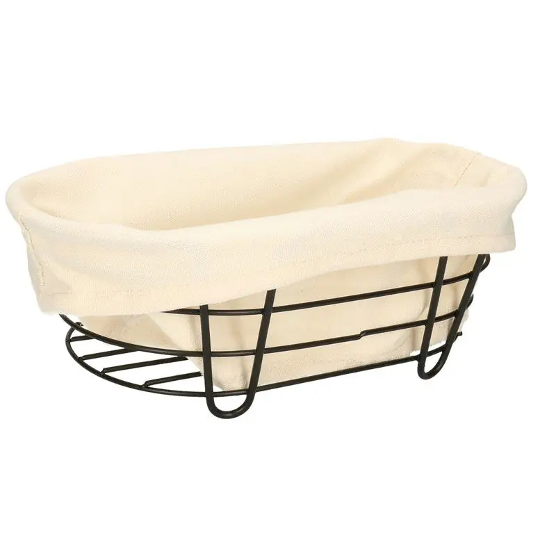 5Five - Broodmand Bistro - metaal/stof - zwart/creme - 28 x 18 cm - broodmand Fabrieksprijs