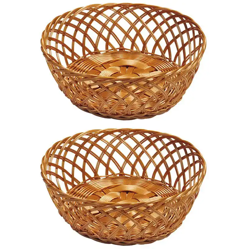 Populair 2x Rond fruitmandje/broodmandje 28 x 11 cm gevlochten riet uiterlijk - broodmand
