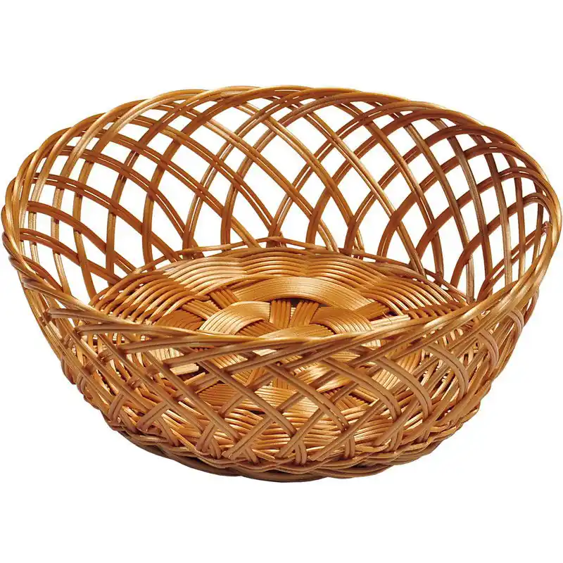 Tijdelijk Beschikbaar Rond fruitmandje/broodmandje 28 x 11 cm gevlochten riet uiterlijk - broodmand